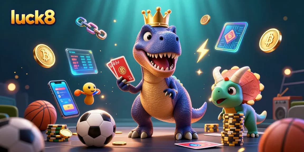 Experience luck8's thrilling sports betting scene with vibrant characters and dynamic elements.