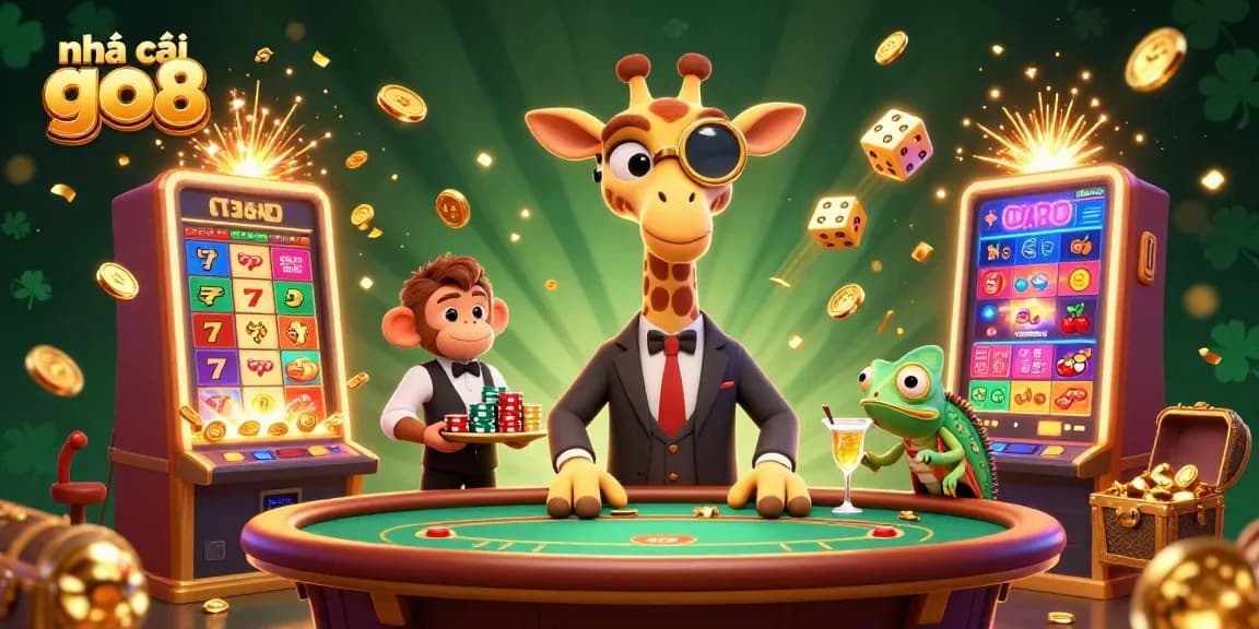 Enjoy the gaming experience at nhà cái go8 with exciting visuals including jackpots, vibrant characters, and casino action.
