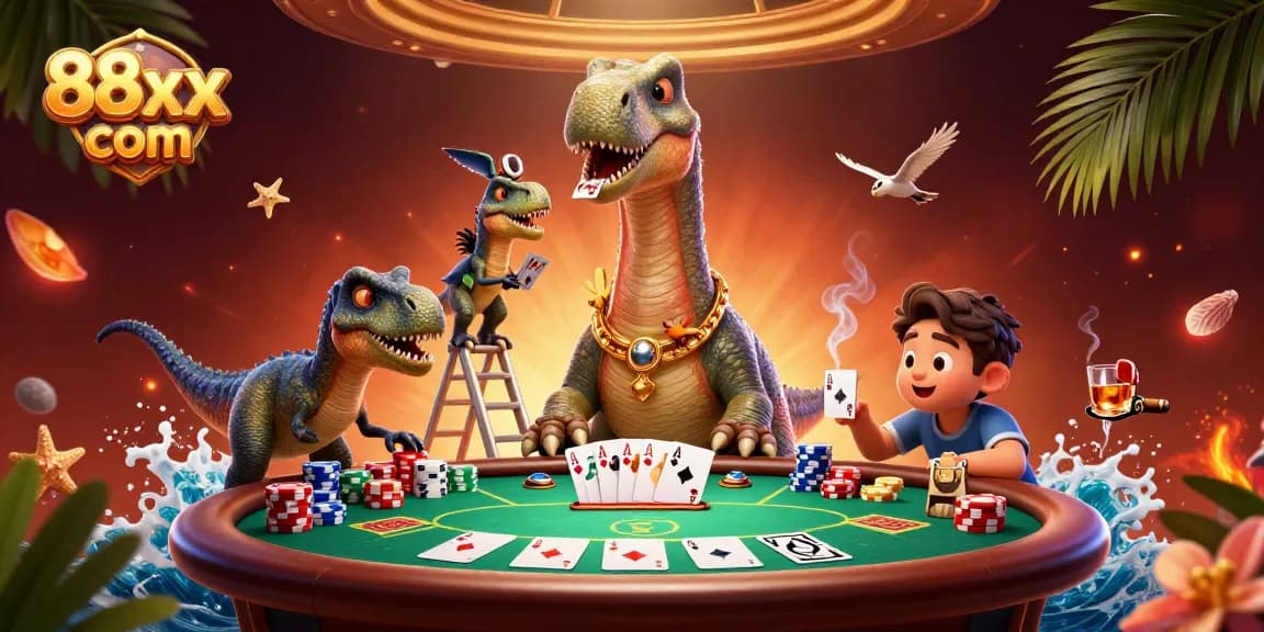 Engage in thrilling gameplay at 88xx com with a dynamic casino illustration featuring epic poker action.