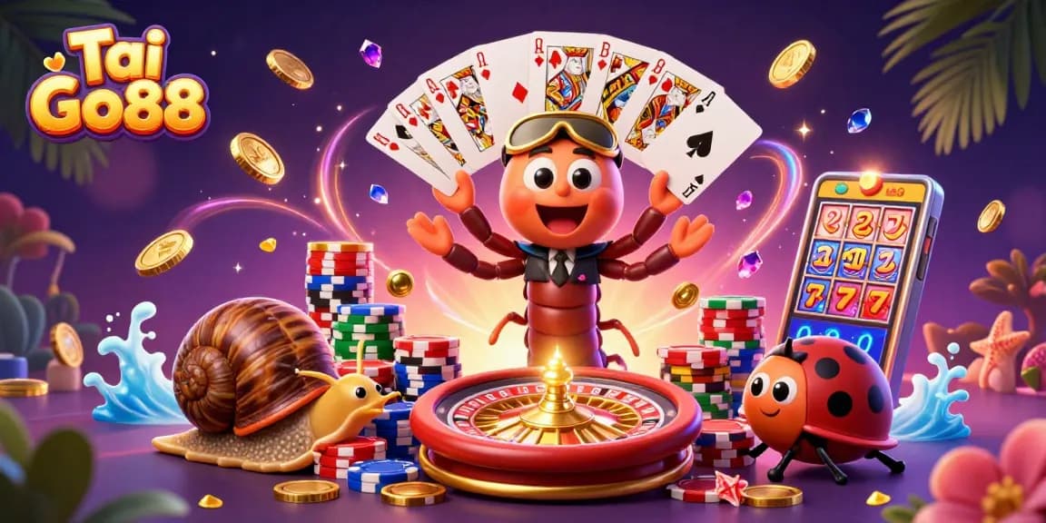 Experience exhilarating gaming at Tai Go88 with a lively millipede dealer and vibrant casino elements.