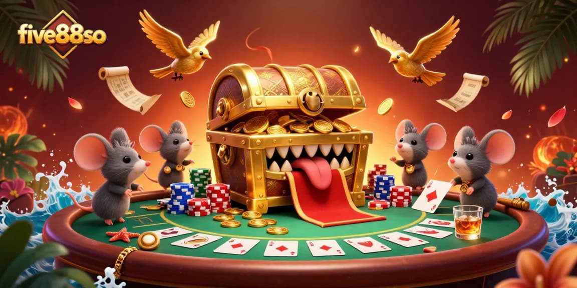 Engage with five88so at the lively casino scene where adventurer mice discover riches among poker chips and cards.