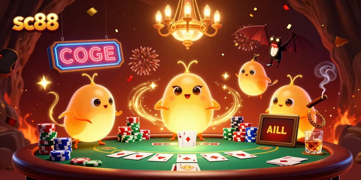 Experience thrilling gaming at SC88 with glowworms creating vibrant casino ambiance.