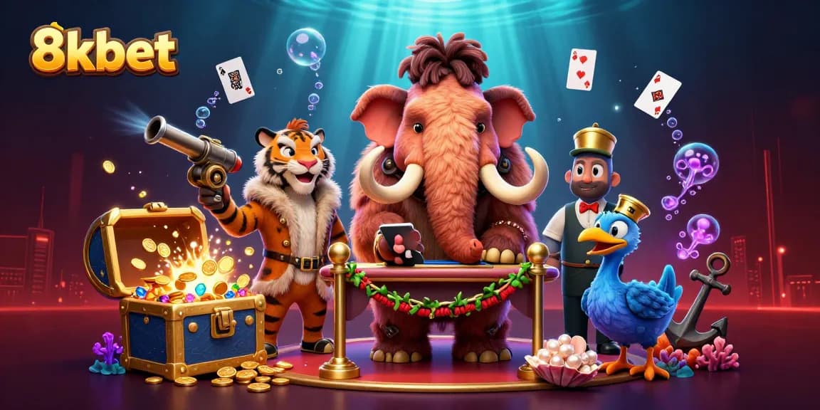 Experience luxury at 8xbet with a vibrant casino scene featuring unique character interactions and dynamic gaming elements.