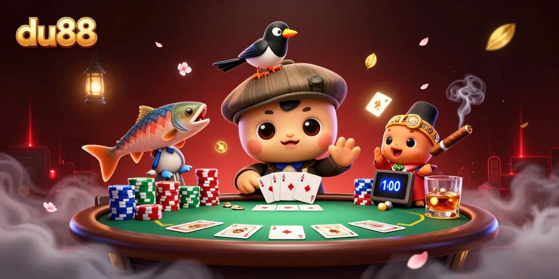 Spin the reels at du88 with playful cartoon Nessie and vibrant casino action.