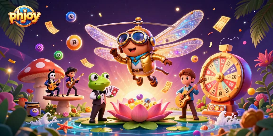Experience the fun of phjoy's online gaming with vibrant 3D illustrations showcasing exciting casino action.