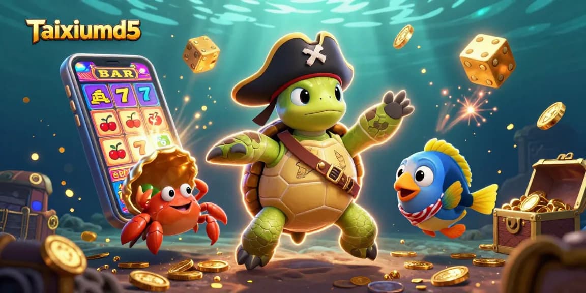Engage in thrilling gameplay at Taixiumd5 with a vibrant underwater casino scene showcasing 3D characters and festive elements.