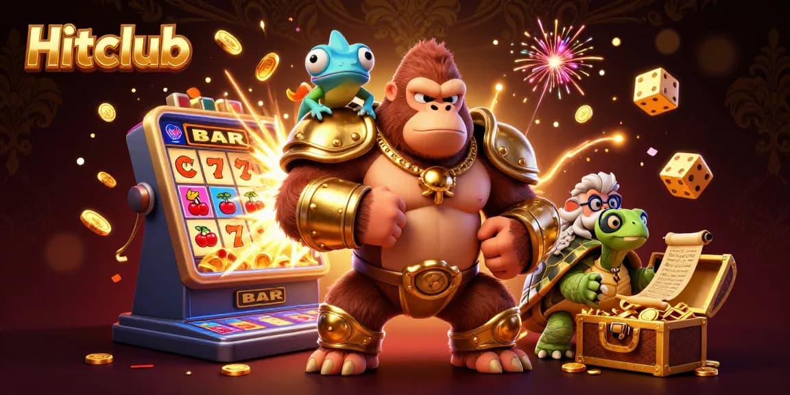 Hitclub players betting at a dynamic 3D scene featuring slot machine jackpots and stunning characters