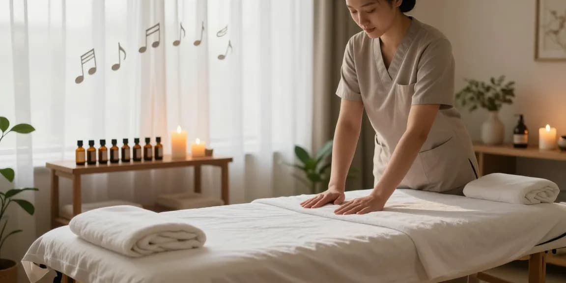 Rejuvenating 종로출장안마 massage therapy setting with essential oils, calming lights, and inviting atmosphere.