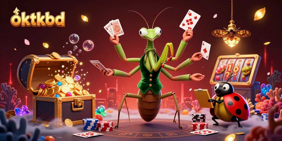 Engage in exciting gameplay with oktkbd's vibrant casino scene featuring animated characters and dynamic elements.