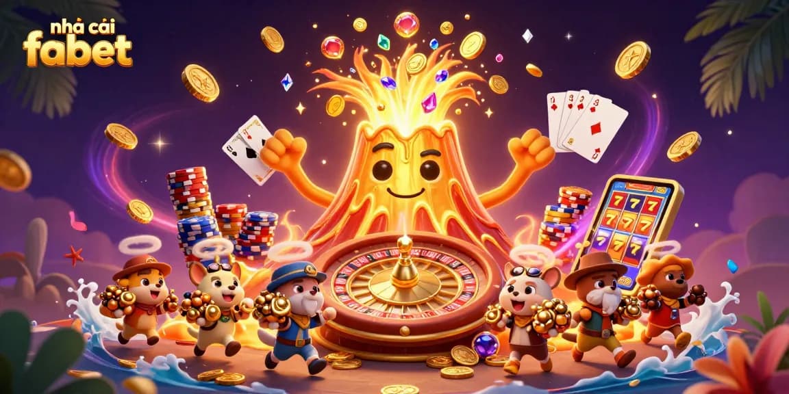 Experience the thrill at nhà cái fabet with vibrant casino elements, golden coins, and exciting gameplay.