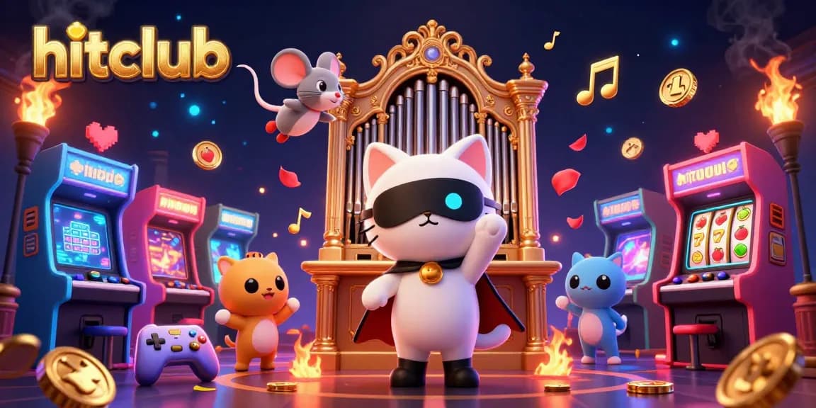 Engage with hitclub's thrilling 3D casino scene featuring vibrant gaming elements and interactive characters.
