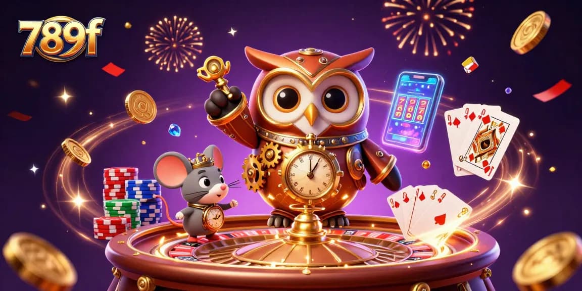 Spin the reels with 789f while enjoying a lively casino atmosphere filled with glittering coins and vibrant characters.