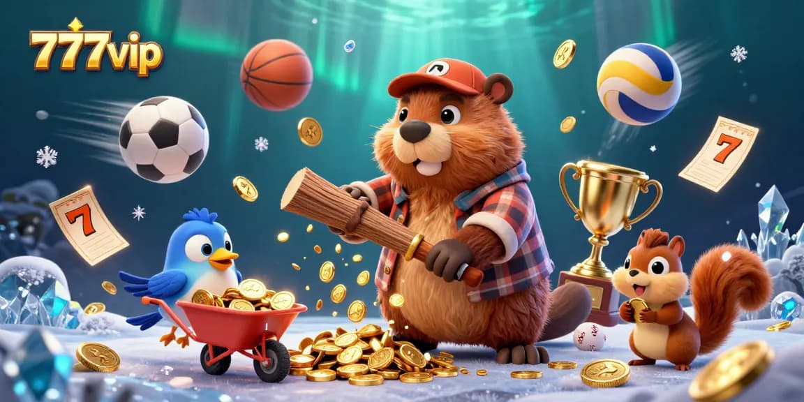 Experience the excitement of 777vip with vibrant 3D casino visuals showcasing jackpots and dynamic sports elements.