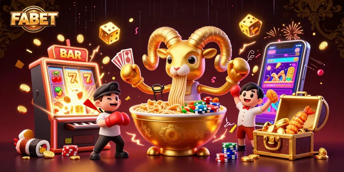 Experience FABET's thrilling online casino scene with vibrant characters and exciting games.