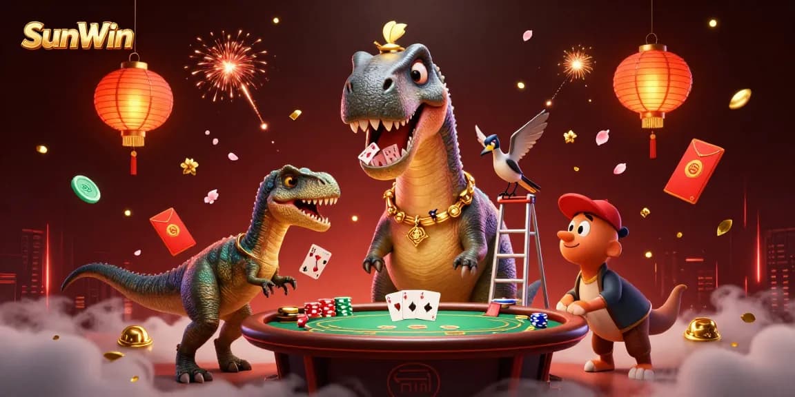 Experience thrilling gameplay at SunWin with a vibrant illustration of a unique casino scene.