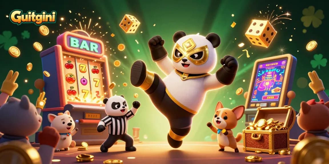 Experience Guitgini's thrilling slot jackpot explosion featuring animated characters in a vibrant casino scene.