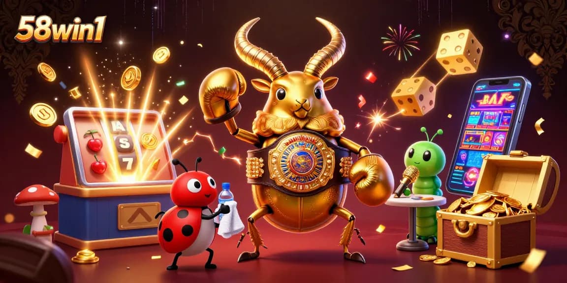 Experience thrilling jackpots at 58win1 with dynamic slot machines, glowing characters, and exciting casino elements!