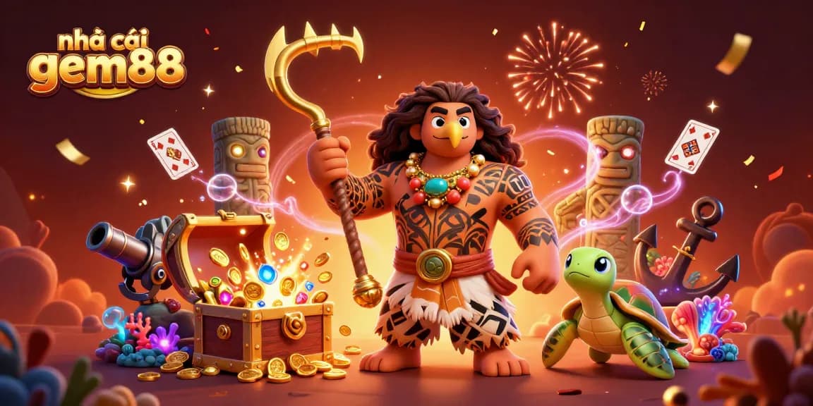 Engage with the nhà cái gem88 universe featuring vibrant 3D characters and casino elements in a thrilling underwater scene.