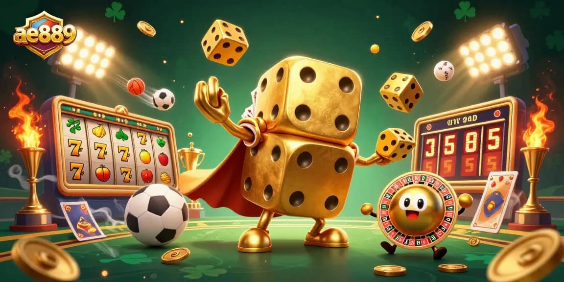 Engage in gameplay at ae889 with a dynamic 3D casino scene featuring vibrant elements.