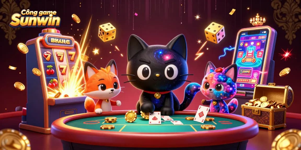 Experience Cổng game Sunwin with thrilling casino vibes and cosmic energy in this dynamic illustration.