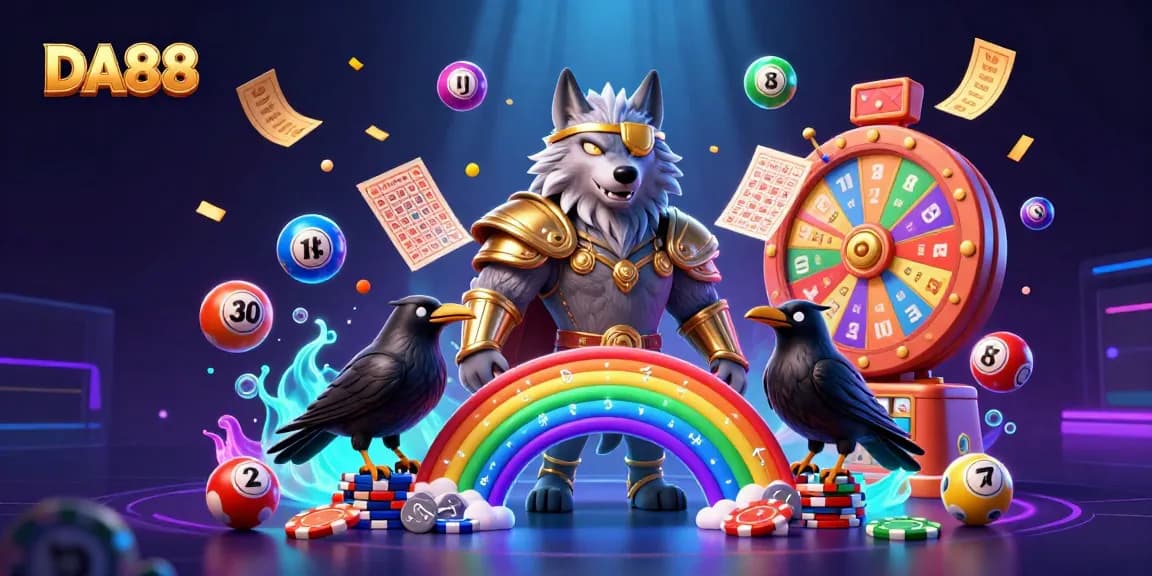 Engage with the thrilling DA88 lottery scene featuring Norse-inspired characters and vibrant bingo elements.