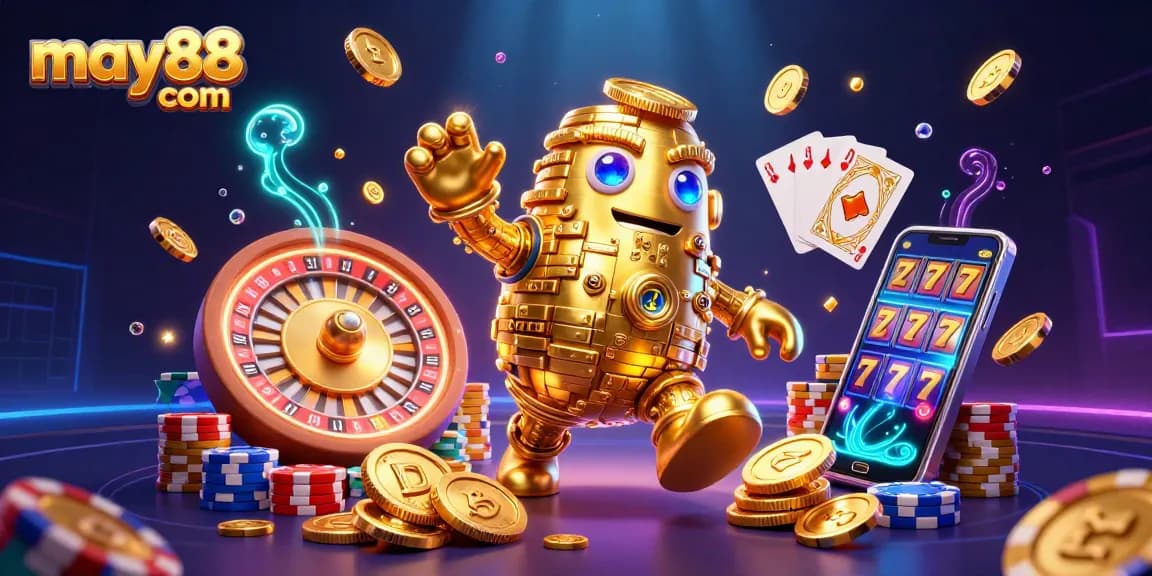 Experience excitement with may88 com's vivid casino adventure featuring dynamic golden golem and game elements.