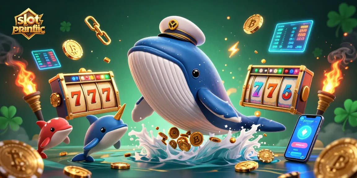 Mainkan slot pragmatic dengan karakter lucu seperti paus besar dan lumba-lumba dalam ilustrasi kasino 3D.