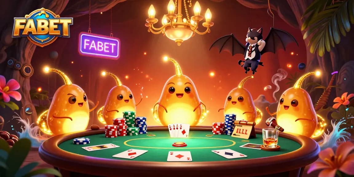 Experience the thrill of FABET with vibrant glowworms lighting up a poker game scene.