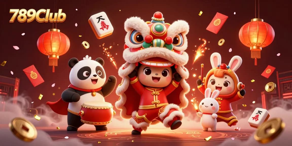 Experience the vibrant energy of 789Club with playful characters in a dynamic casino scene.