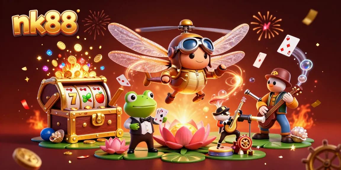 Experience thrilling gameplay at nk88 with a dynamic 3D casino scene featuring engaging characters and vibrant elements.