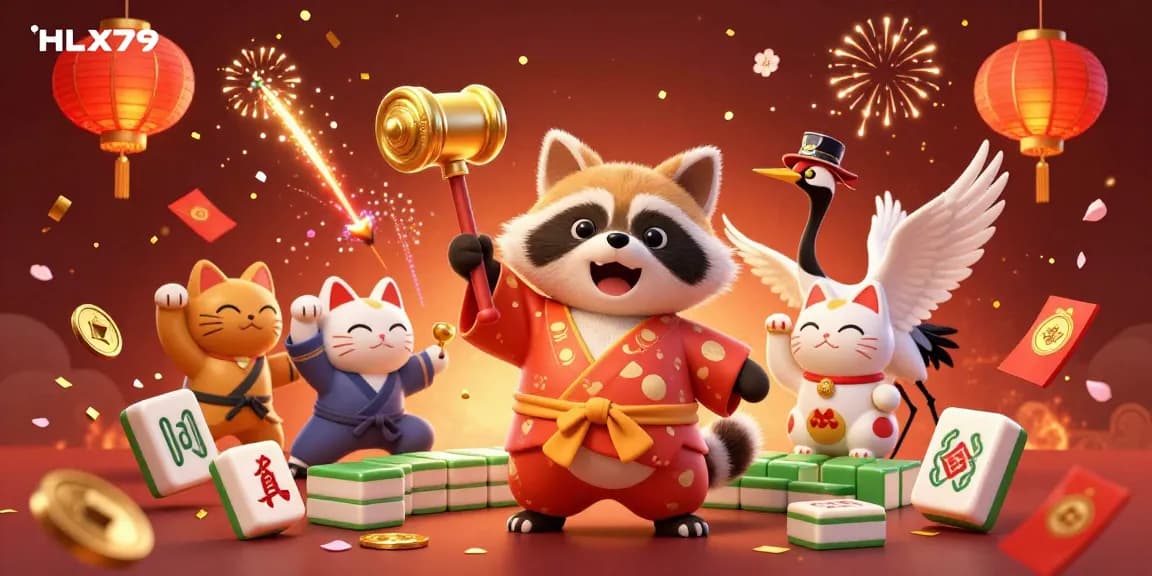 Experience thrilling online cockfighting with HLX79, featuring vibrant characters and dynamic casino elements.
