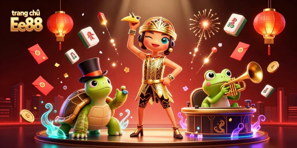 Engage with vibrant gameplay visuals at trang chủ Ee88, featuring 3D characters in an exciting casino scene.