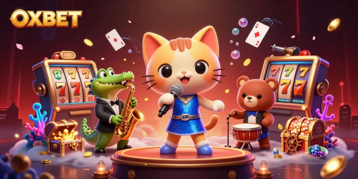 Experience OXBET's entertainment with vibrant characters and dynamic casino elements