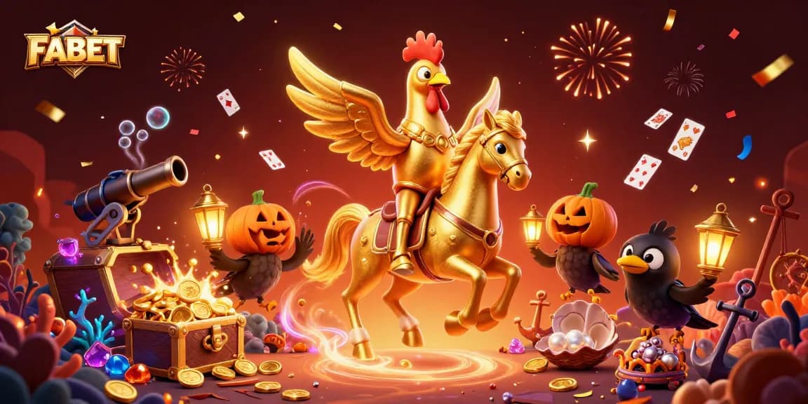 Experience thrilling gameplay with FABET in a vibrant casino scene filled with gold and treasures
