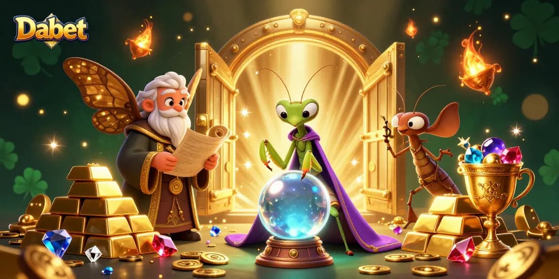 Dabet enhances your game with a mystical scene of fortune tellers, treasure, and casino magic.