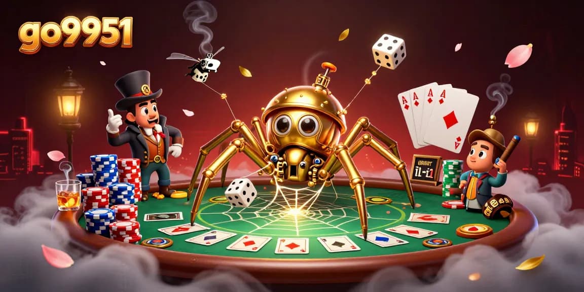 Experience the excitement of go9951 with a 3D illustration of steampunk elements and poker game dynamics.
