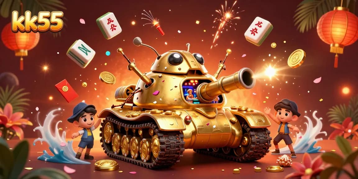 Engage with the captivating kk55 casino experience featuring a dynamic golden beetle tank bursting with excitement and surprise.