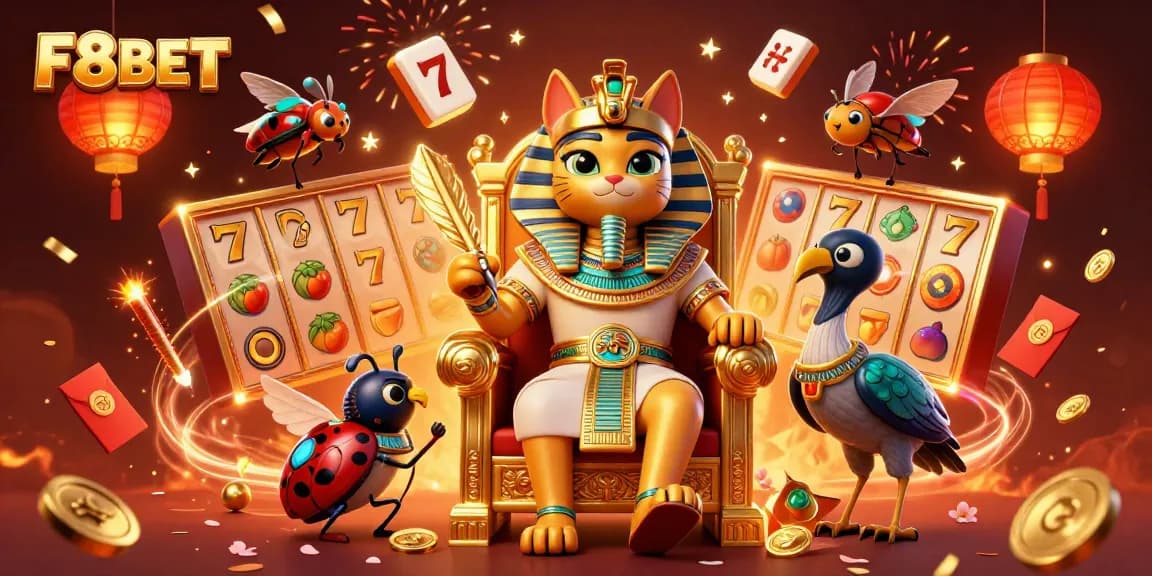 Engage in thrilling casino games like F8BET with a vibrant 3D illustration showcasing jackpot slot elements.