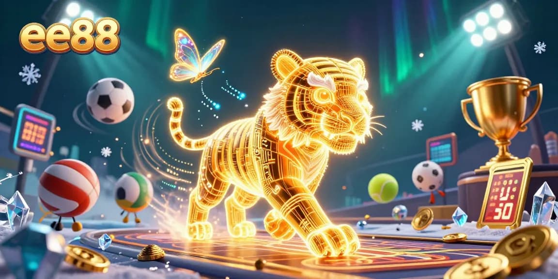 Engage with ee88 as the neon tiger navigates a vibrant digital casino landscape