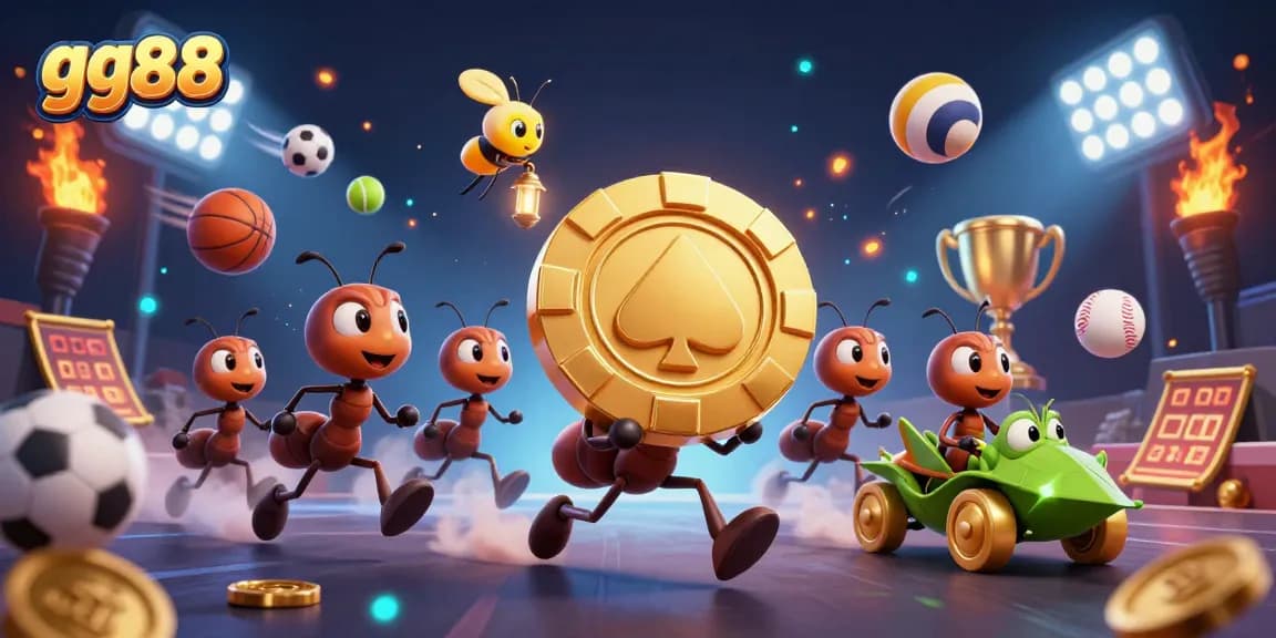 Watch the gg88 ant team conduct a thrilling poker chip heist in a vibrant casino setting.