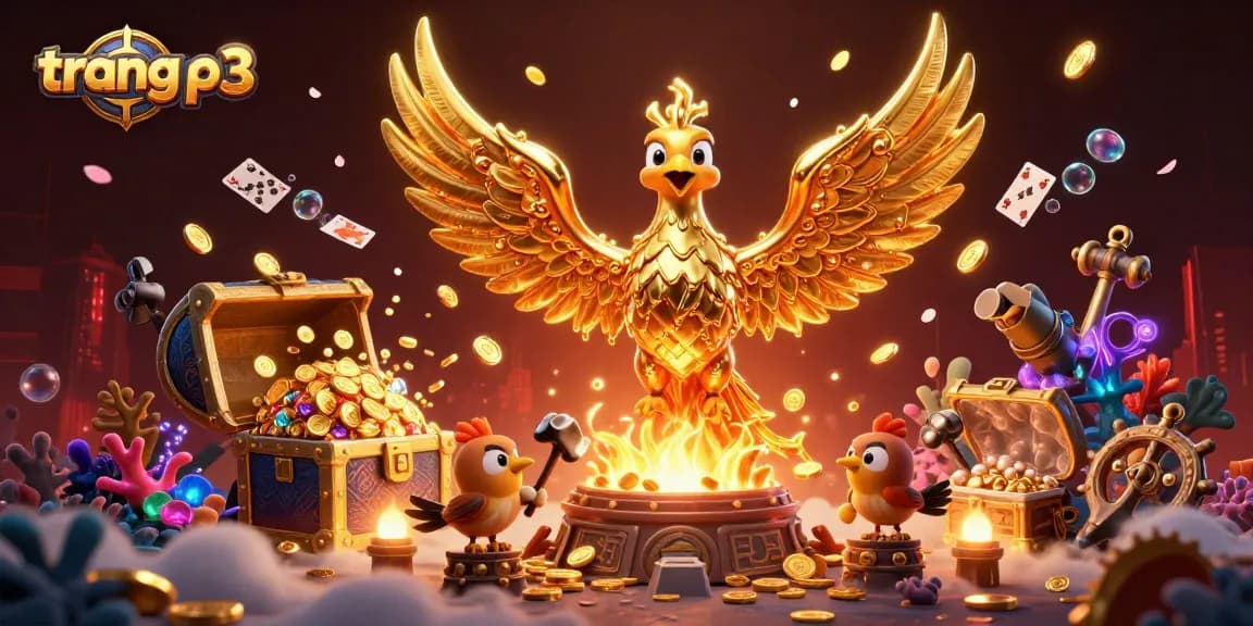 Experience the vibrant world of trang p3 with a golden phoenix and magical casino treasures.