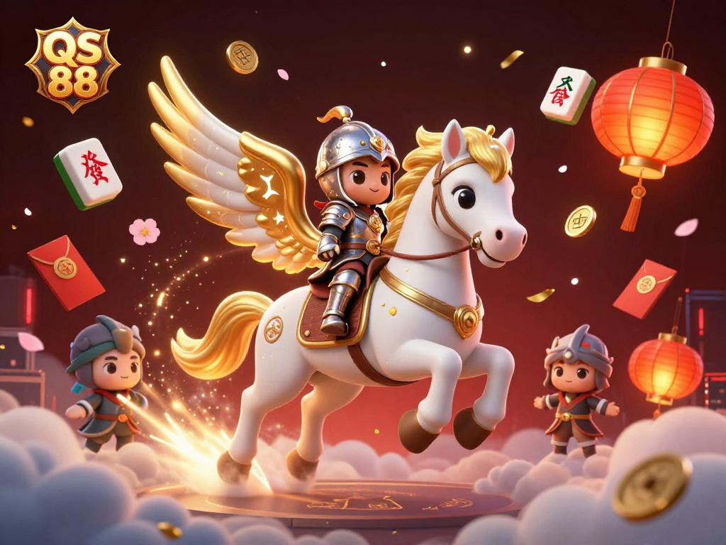 Experience high-stakes gaming with QS 88 in this vibrant, 3D casino-themed illustration.