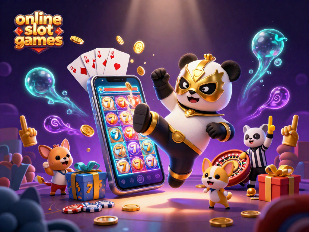 Experience thrilling online slot games with vibrant characters and exciting casino elements.
