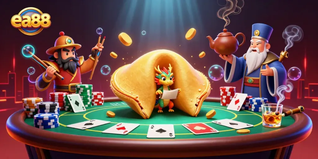 Engage with EA88 by exploring a vibrant casino atmosphere featuring poker elements.
