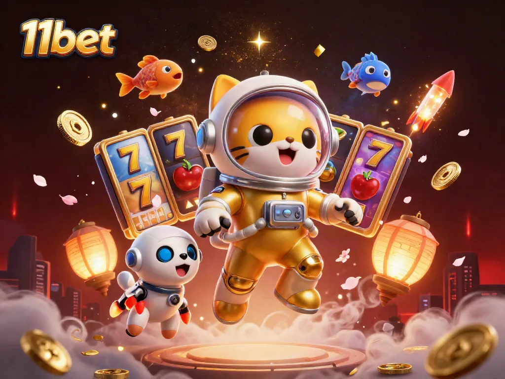 Experience 11bet's thrilling slot adventure with a cosmic-themed illustration showcasing excitement and rich visuals.