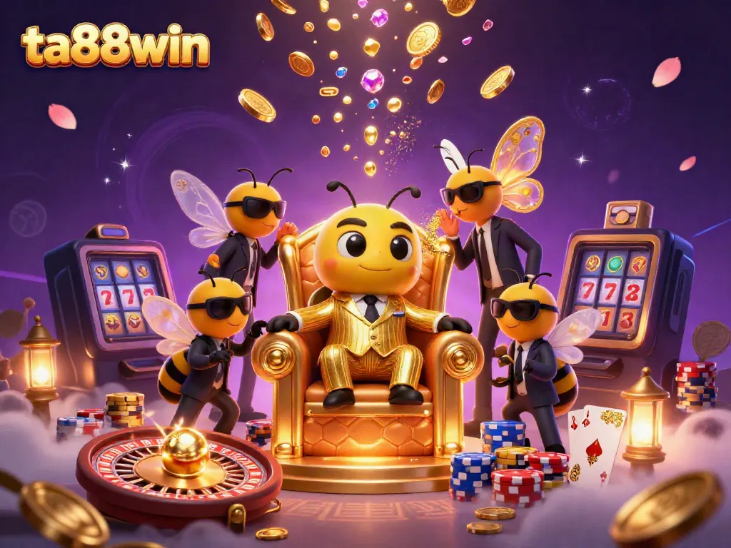 Experience excitement at ta88win with a vibrant 3D casino scene featuring a bumblebee mob boss and rich game elements.