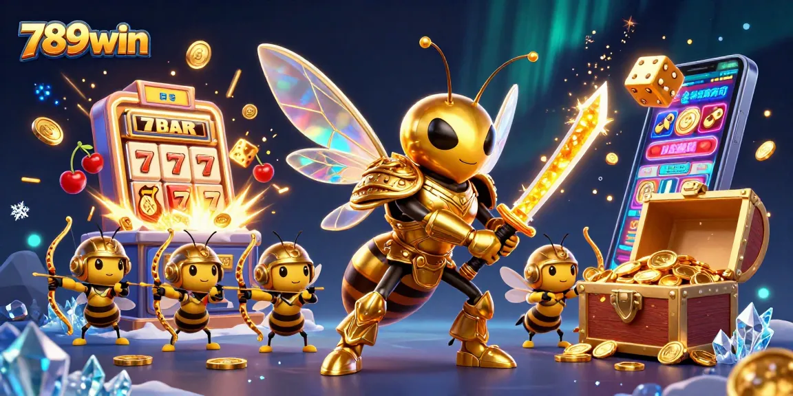 Engage in thrilling casino action with 789win's vibrant 3D characters amid slot machine excitement.