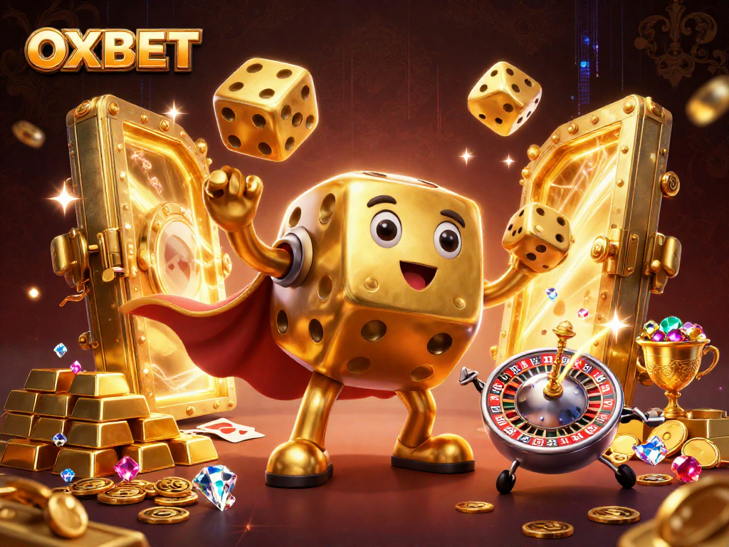 Experience the excitement of winning at OXBET with vibrant 3D casino elements and characters.