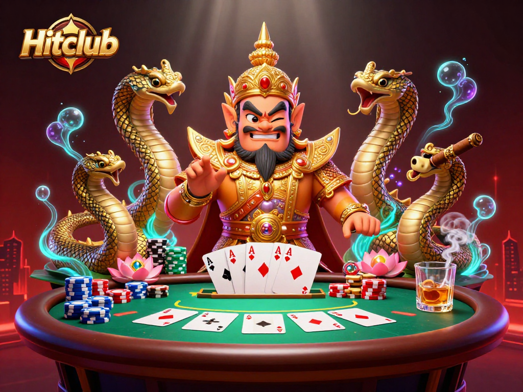 Experience the thrilling atmosphere of Hitclub with vibrant characters and dynamic poker action.