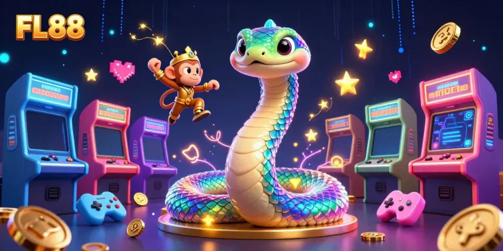 Experience exhilarating gameplay at FL88 with vibrant characters and dynamic casino game elements in a magical atmosphere.